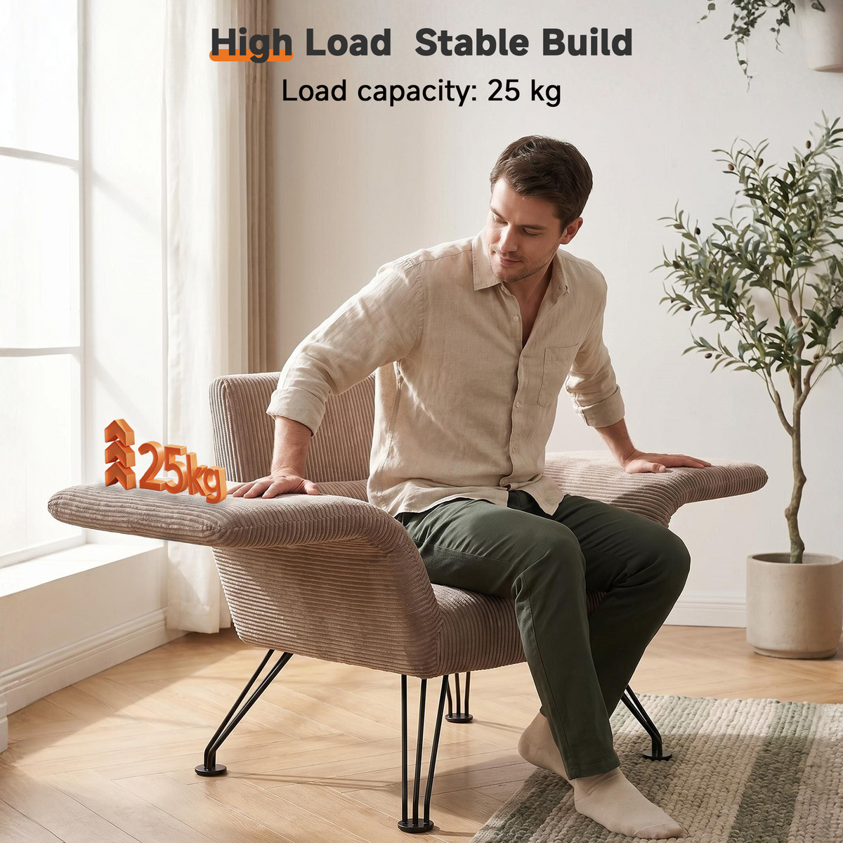 HomeMiYN Striped Multi-Functional Folding Sofa Bed with Cushion