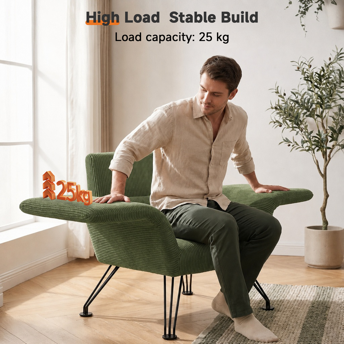HomeMiYN Striped Multi-Functional Folding Sofa Bed with Cushion