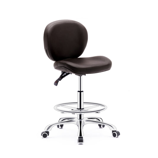 Drafting Chair with Wheels Ergonomic Studio Chair with Adjustable Footrest Brown