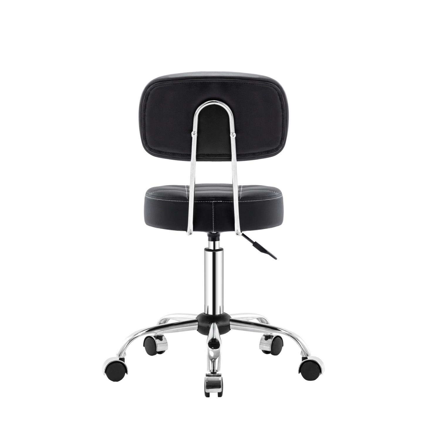 Swivel Round Rolling Stool with Backrest Tattoo Computer Lounge Dinning Pub Black