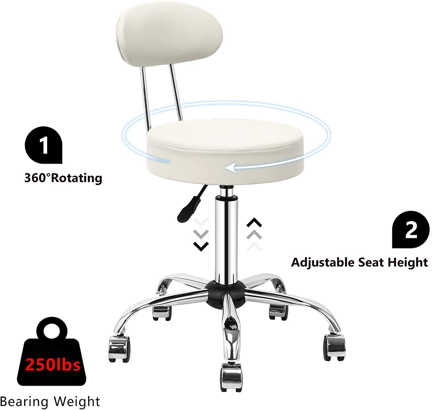 HomeMiYN Office Bar Chairs Stool Adjustable Counter Chair with Back White