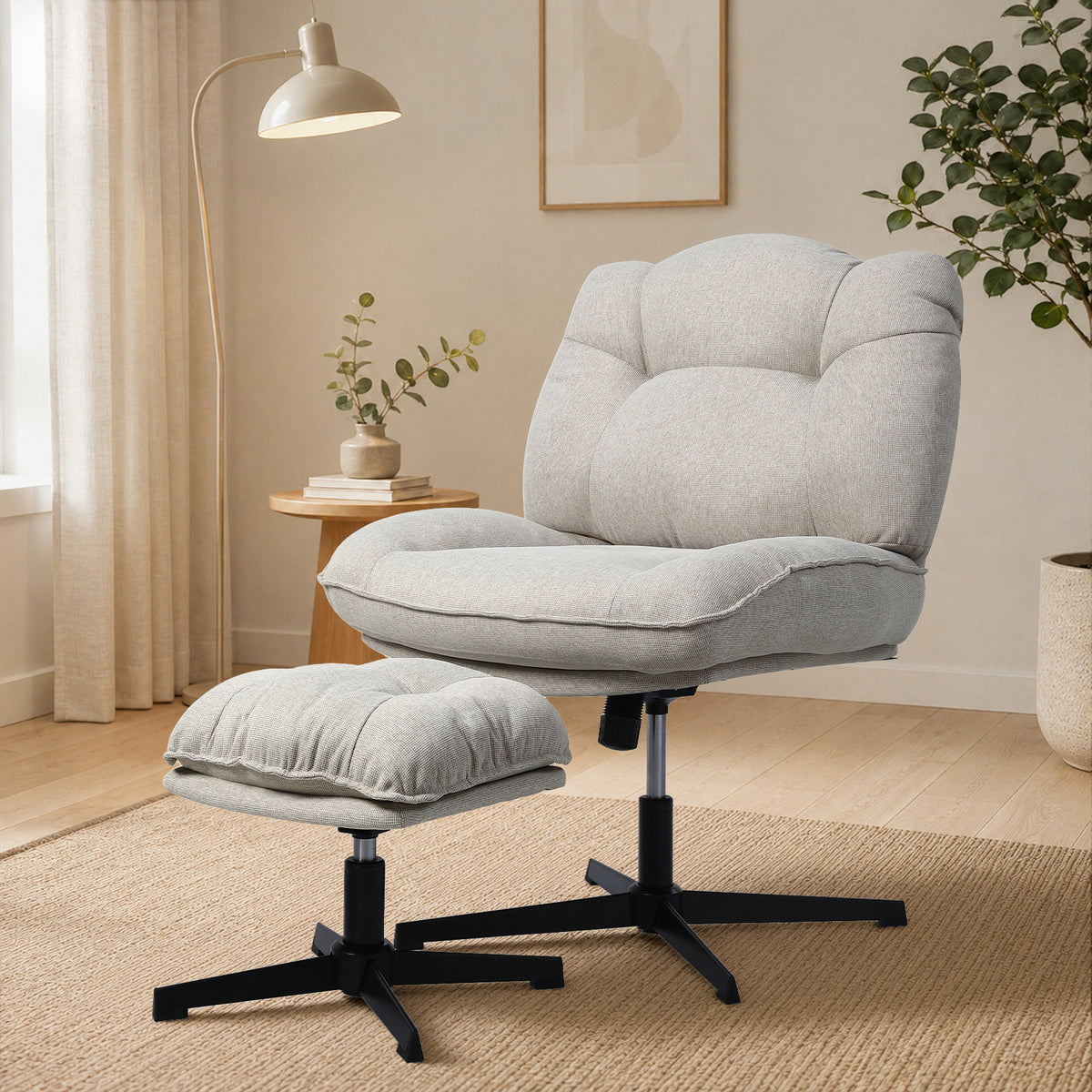 HomeMiYN Ergonomic Armless Office Chair with Adjustable Backrest & Footrest