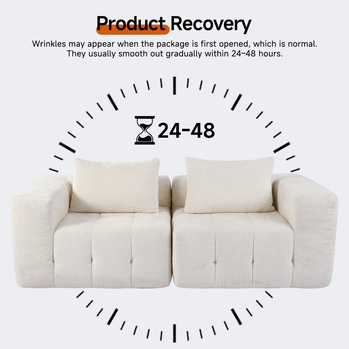 HomeMiYN Pack of 2 Modular Chenille Boneless Sofa No Assembly Required
