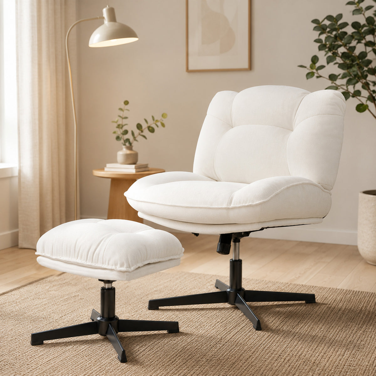 HomeMiYN Ergonomic Armless Office Chair with Adjustable Backrest & Footrest