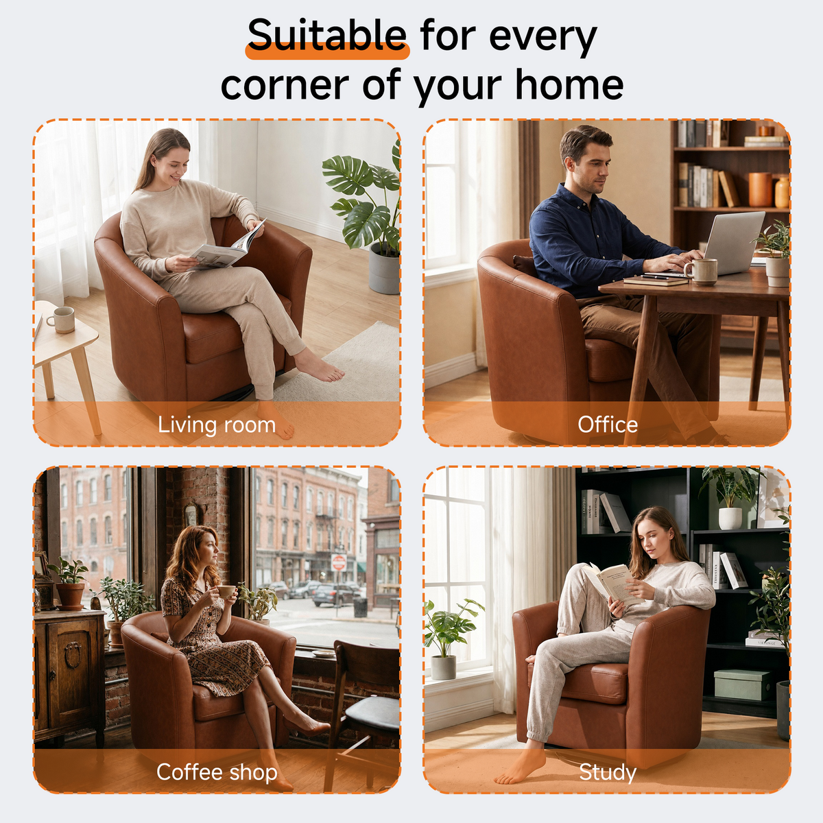 HomeMiYN 360° Swivel Relaxing Chair with Storage for Living Room