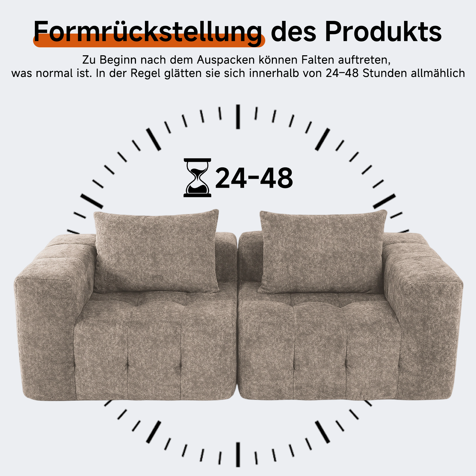 2er Boneless Sofa, Modular Sofa aus Chenille, Ohne Montage | Cloud Couch, Komprimiertes Sofa, hochelastisch, frei kombinierbares Wohnzimmer Sofa bis 240 kg