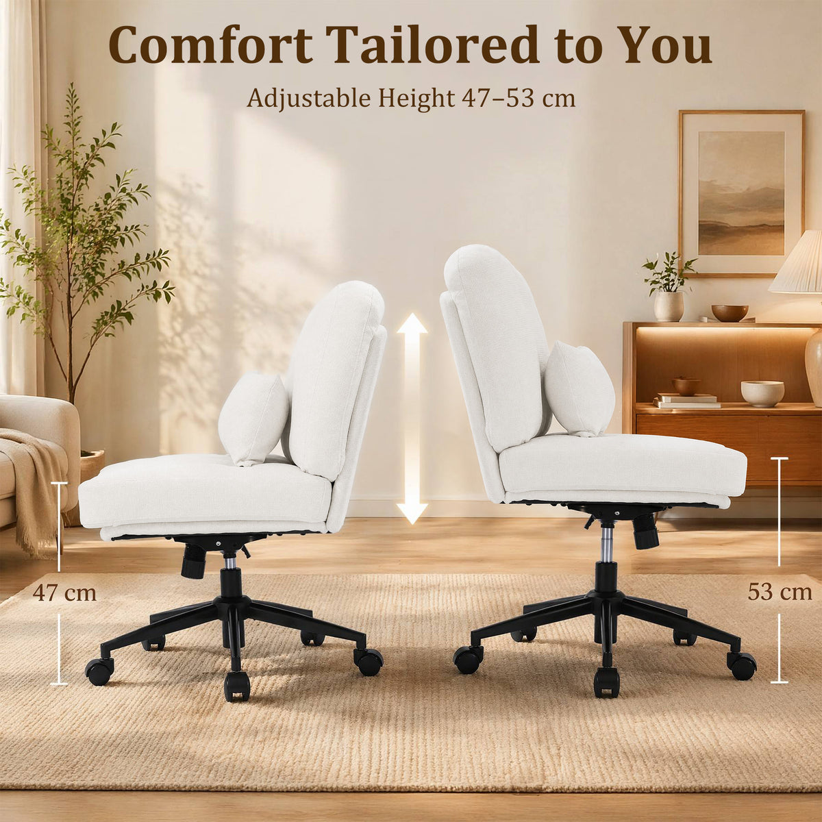 HomeMiYN Adjustable Armless Office Chair, Swivel Back Design