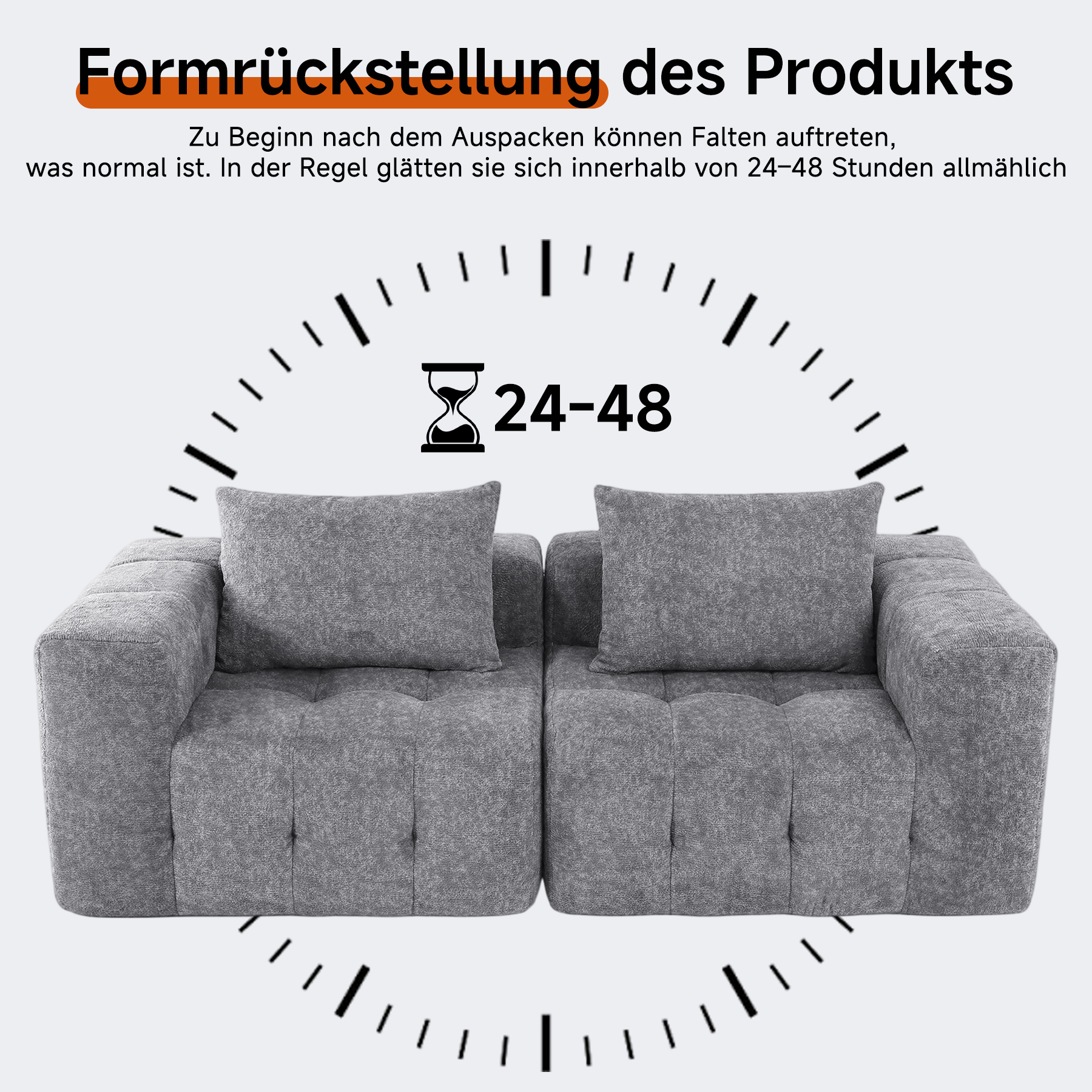 2er Boneless Sofa, Modular Sofa aus Chenille, Ohne Montage | Cloud Couch, Komprimiertes Sofa, hochelastisch, frei kombinierbares Wohnzimmer Sofa bis 240 kg