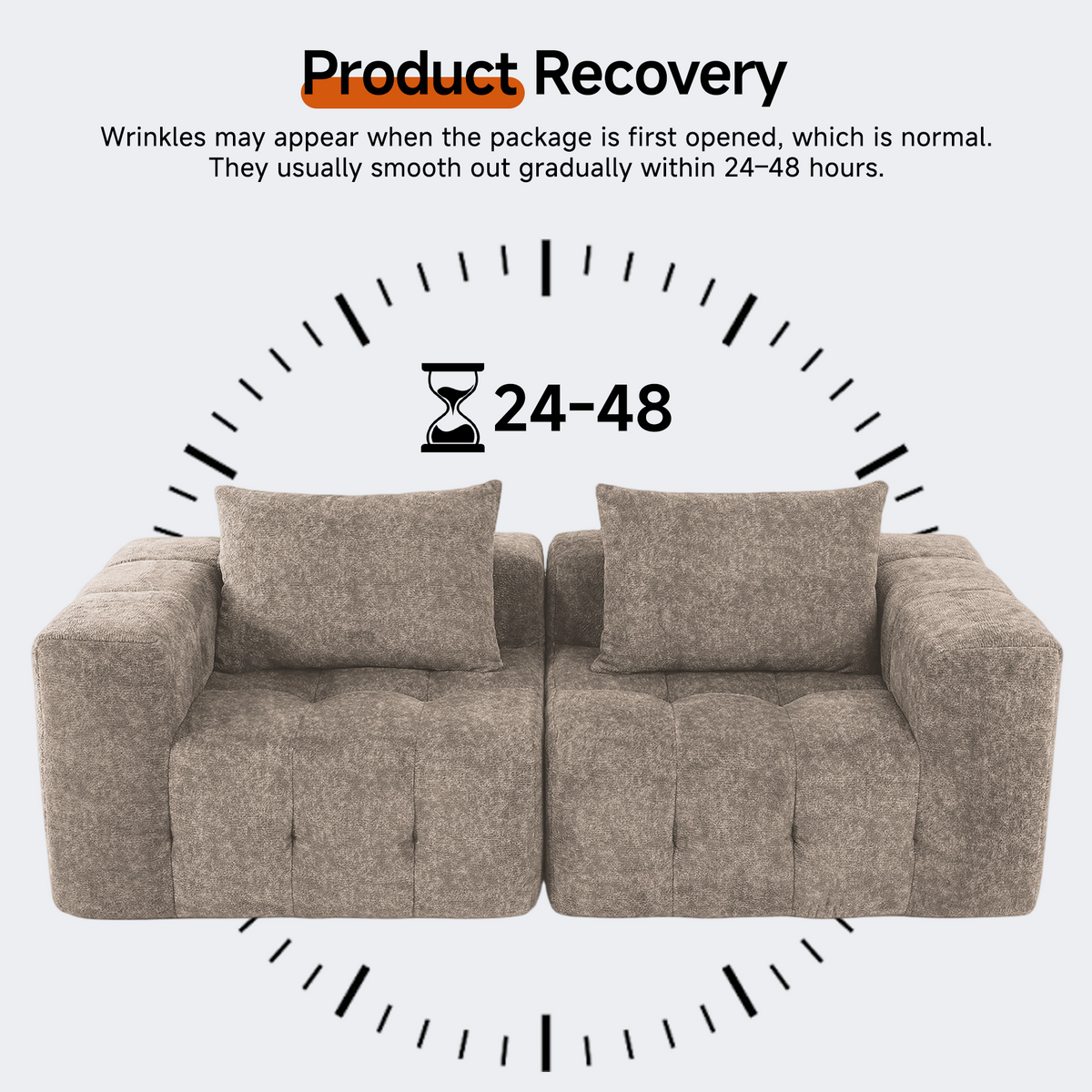 HomeMiYN Pack of 2 Modular Chenille Boneless Sofa No Assembly Required