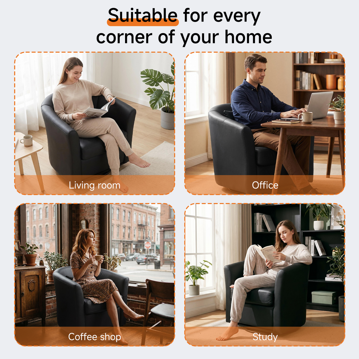 HomeMiYN 360° Swivel Relaxing Chair with Storage for Living Room