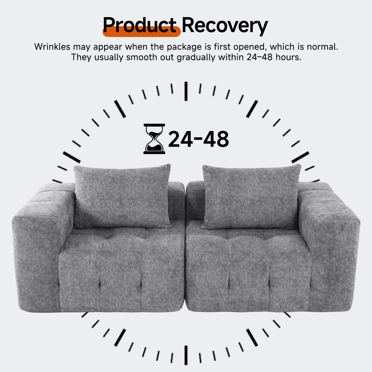 HomeMiYN Pack of 2 Modular Chenille Boneless Sofa No Assembly Required