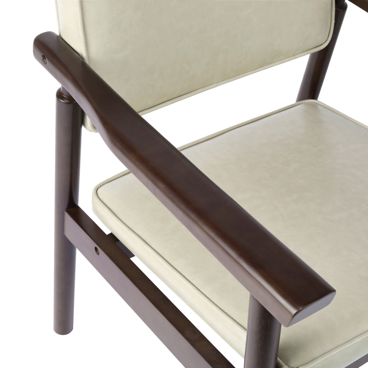 Walnut-Stained Hardwood Lounge Chair in Gray Vegan Leather