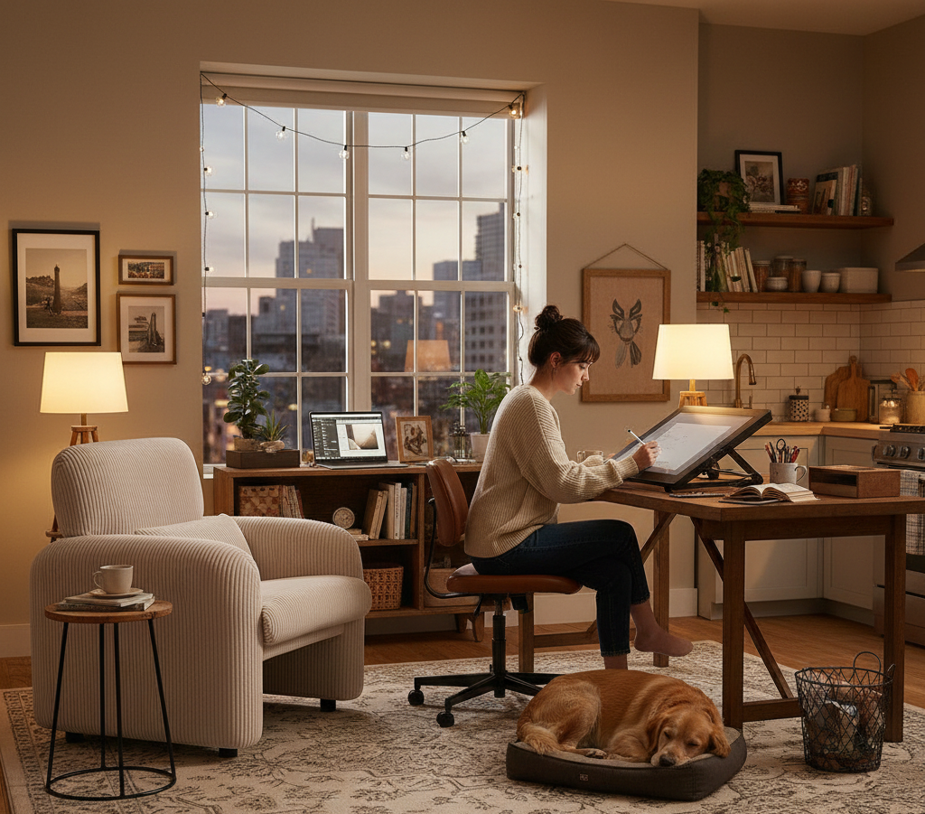 HomeMiYN Accent Chair, 32 inches Armchair with Sofa Pillow, Modern Single Sofa