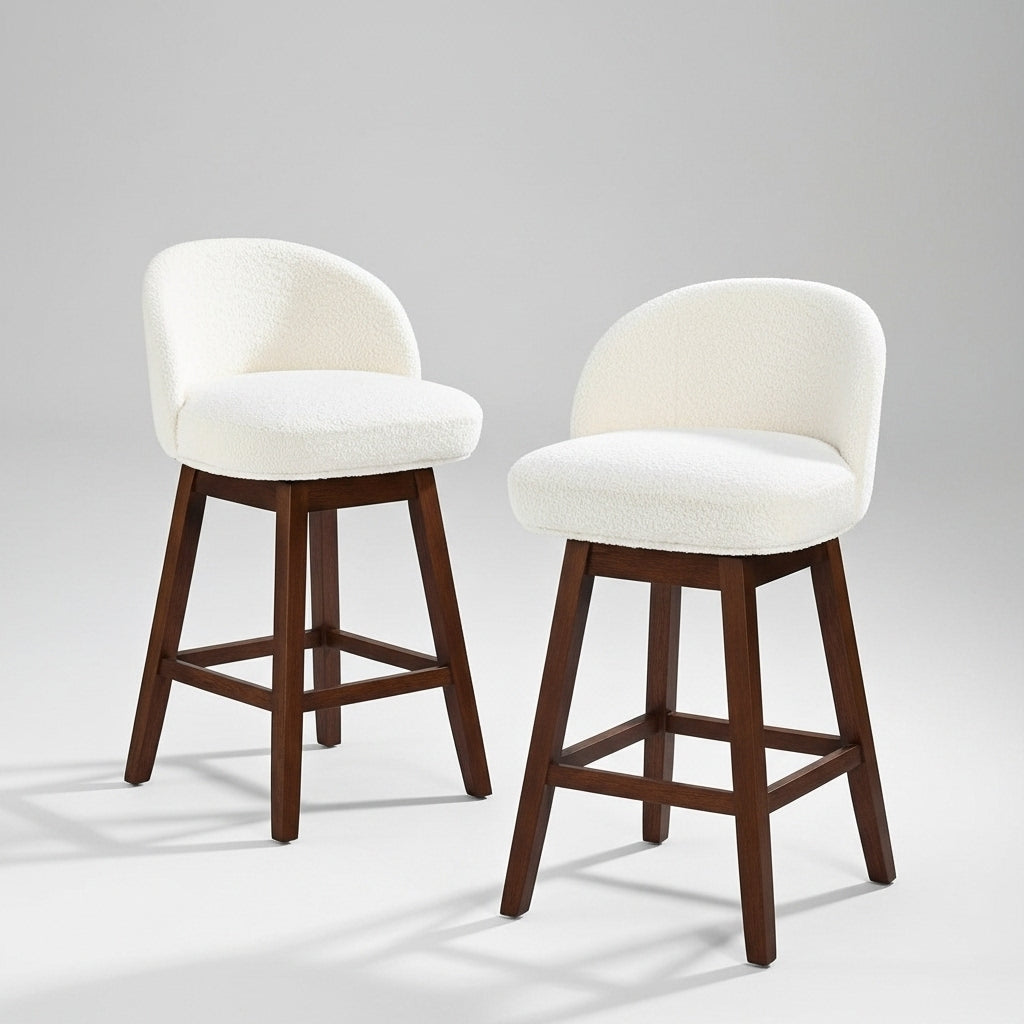 Modern Swivel Bar Stool #base-shape_Square Base #color_Monaco Cream