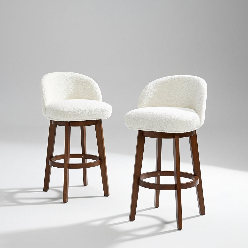 Modern Swivel Bar Stool #base-shape_Round Base #color_Monaco Cream