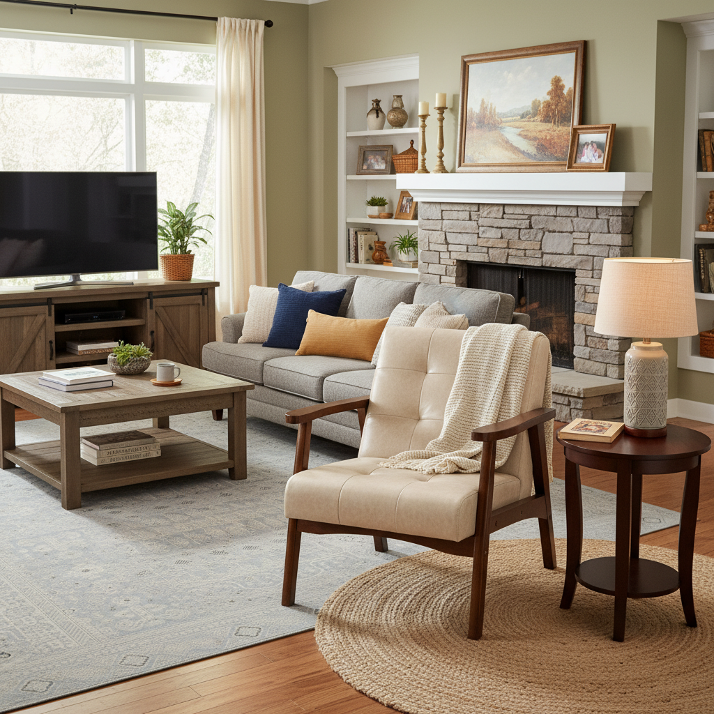 HomeMiYN Mid-Century Armchairs Retro Tufted Faux Leather Accent Chair