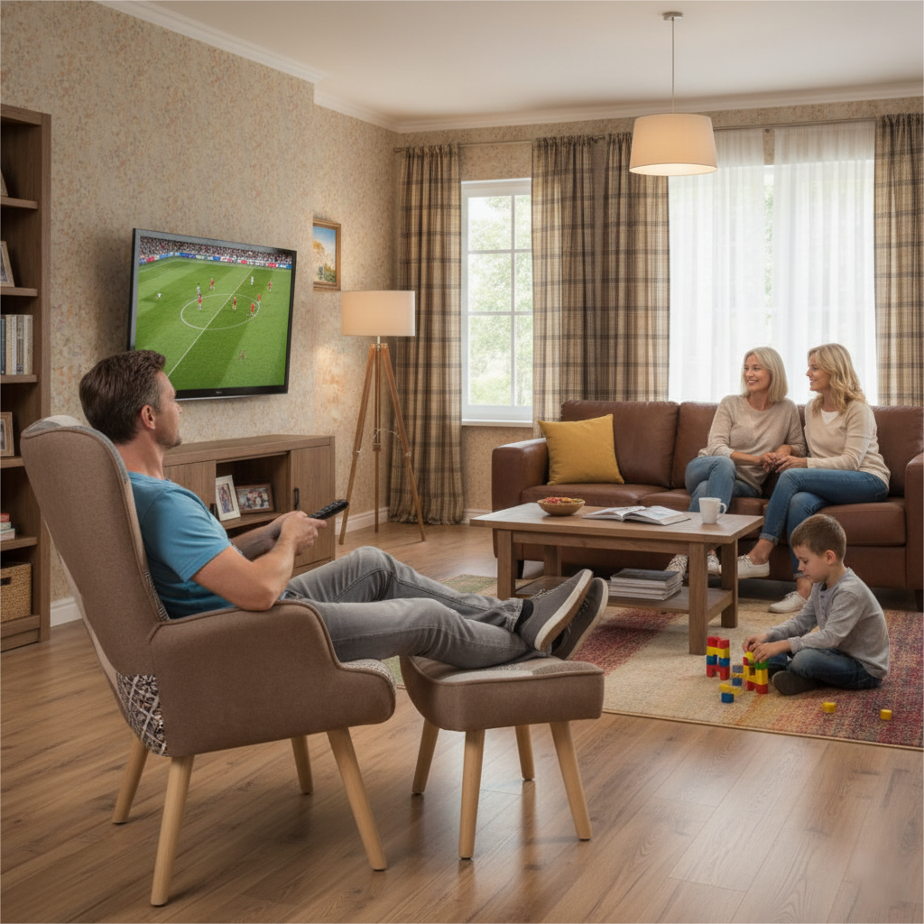 Accent Armchair with Ottoman Single Sofa Chair#color_Brown