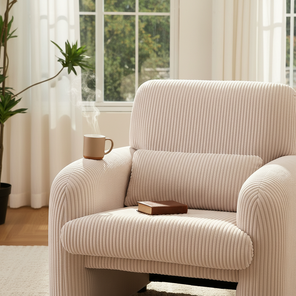 HomeMiYN Accent Chair in beige color #color_Beige