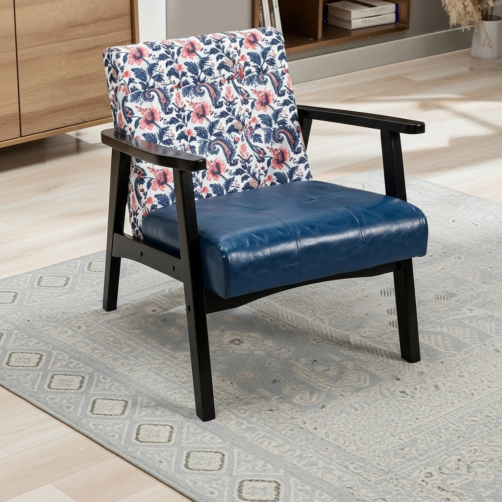 Mid-Century Armchairs Retro Tufted Faux Leather Accent Chair