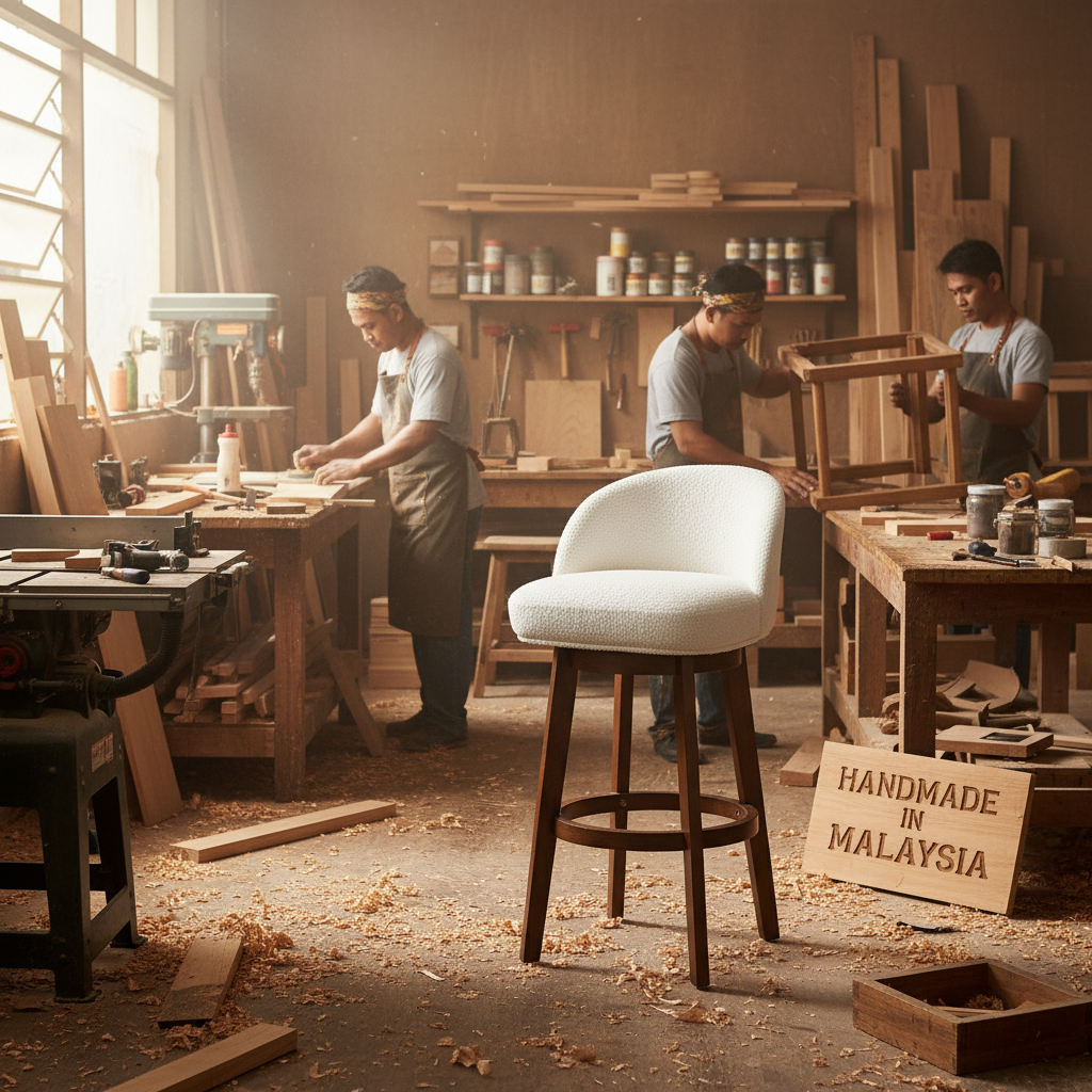 Modern Swivel Bar Stool #base-shape_Round Base #color_Monaco Cream