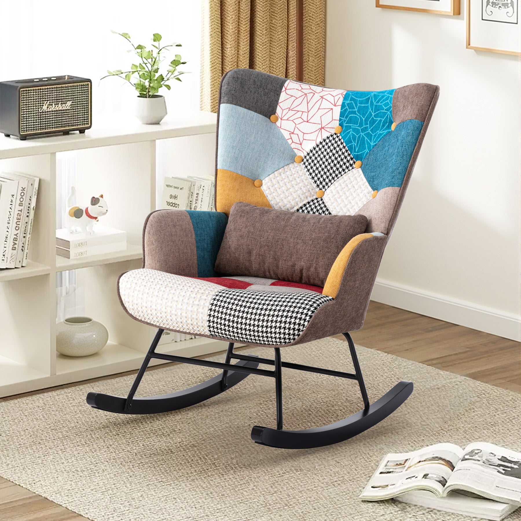 Linen Single Person Rocking Chair