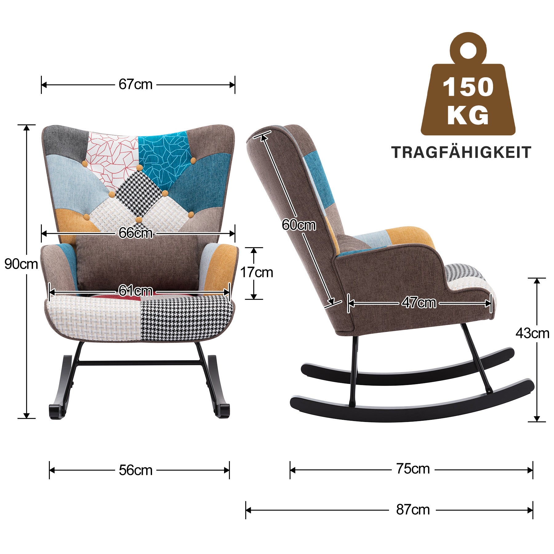 Linen Single Person Rocking Chair