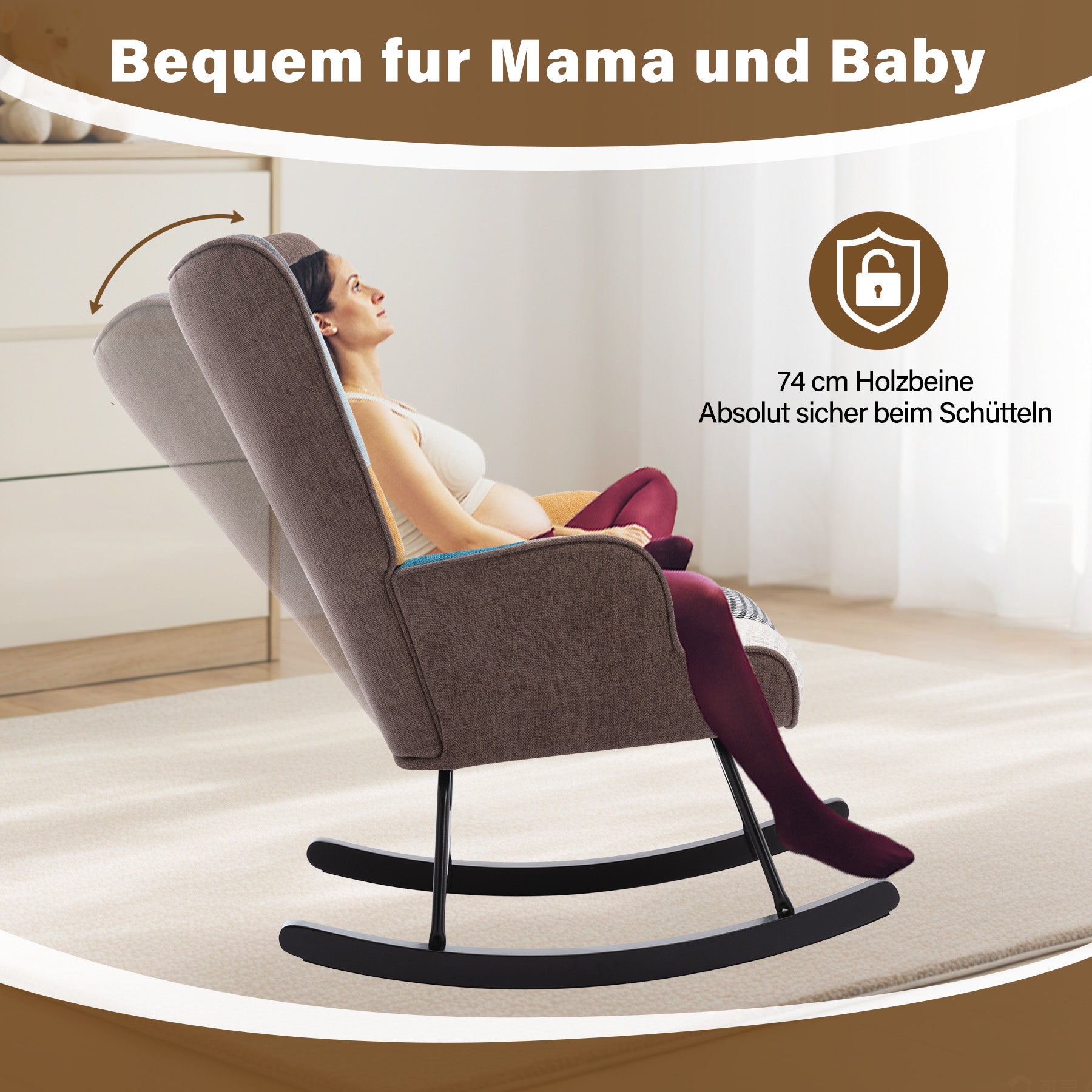Linen Single Person Rocking Chair