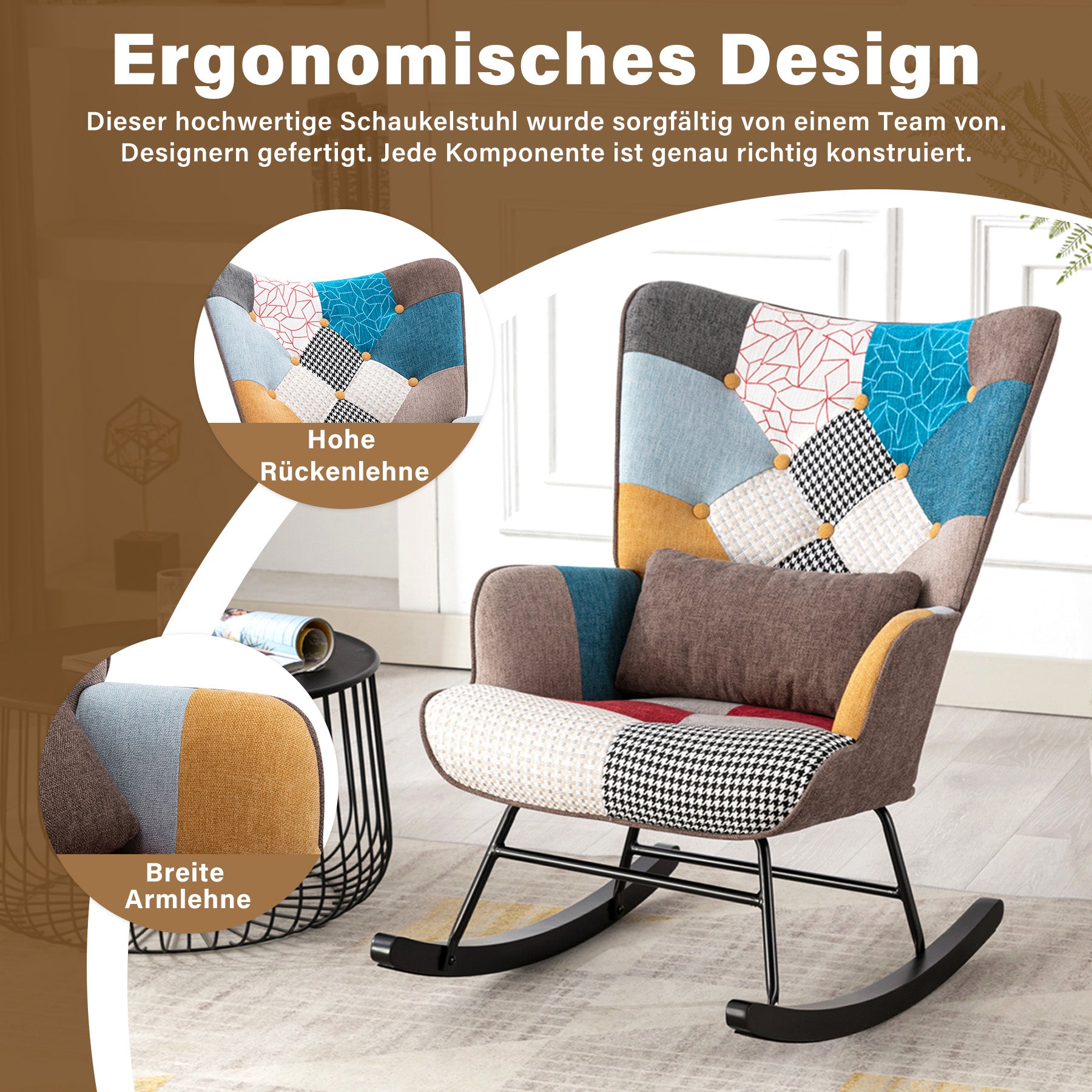 Linen Single Person Rocking Chair