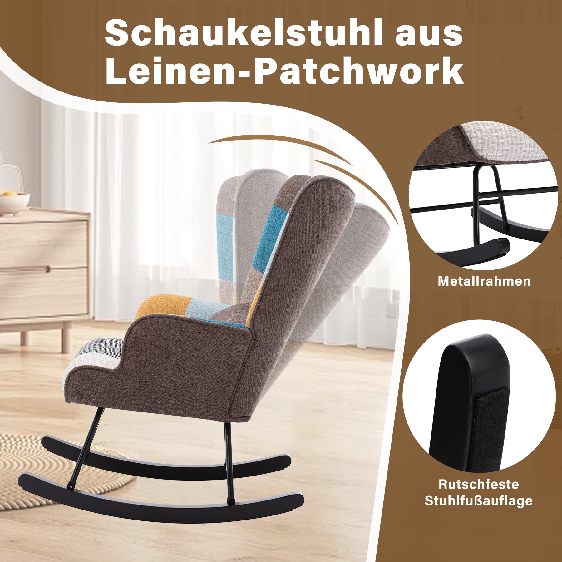 Linen Single Person Rocking Chair