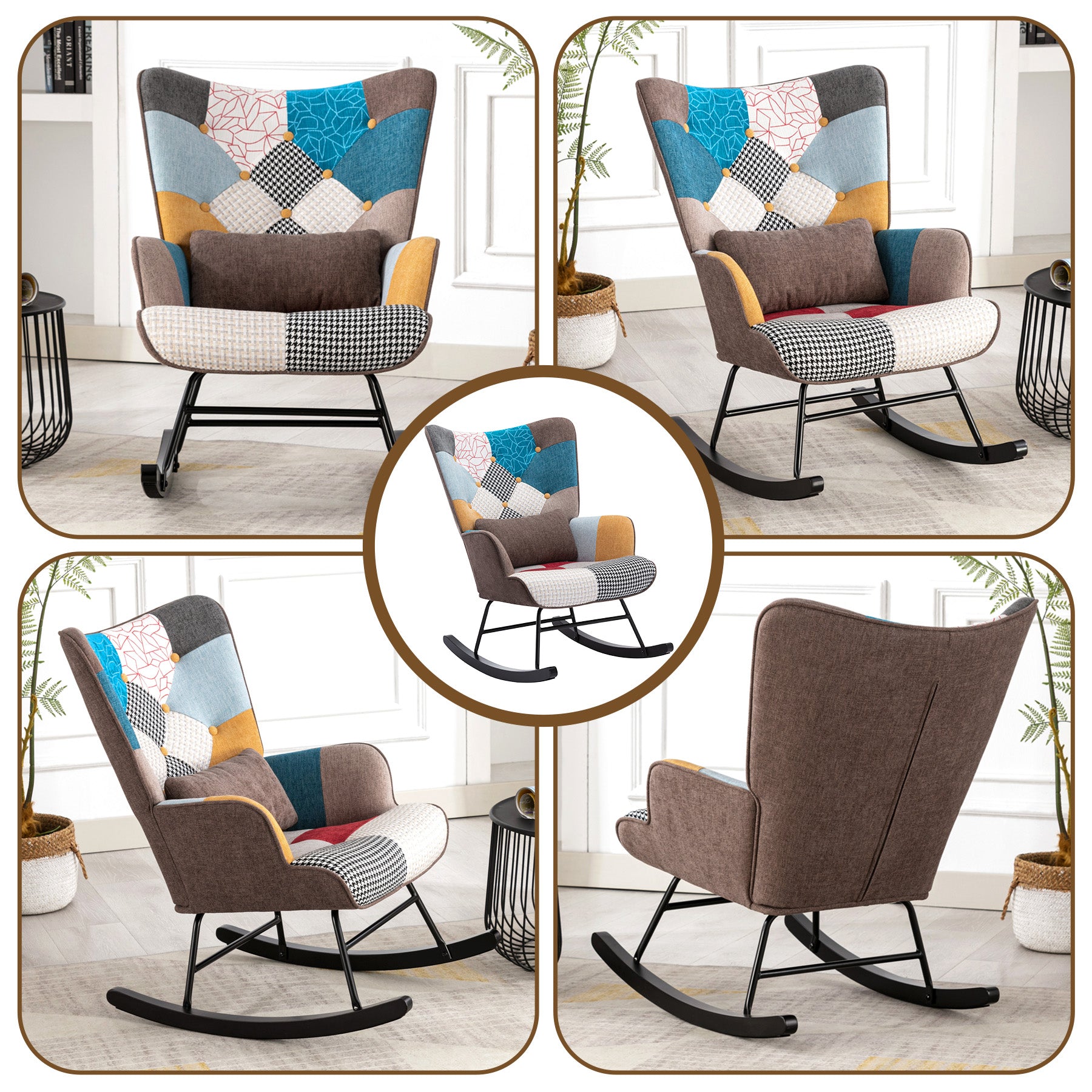 Linen Single Person Rocking Chair