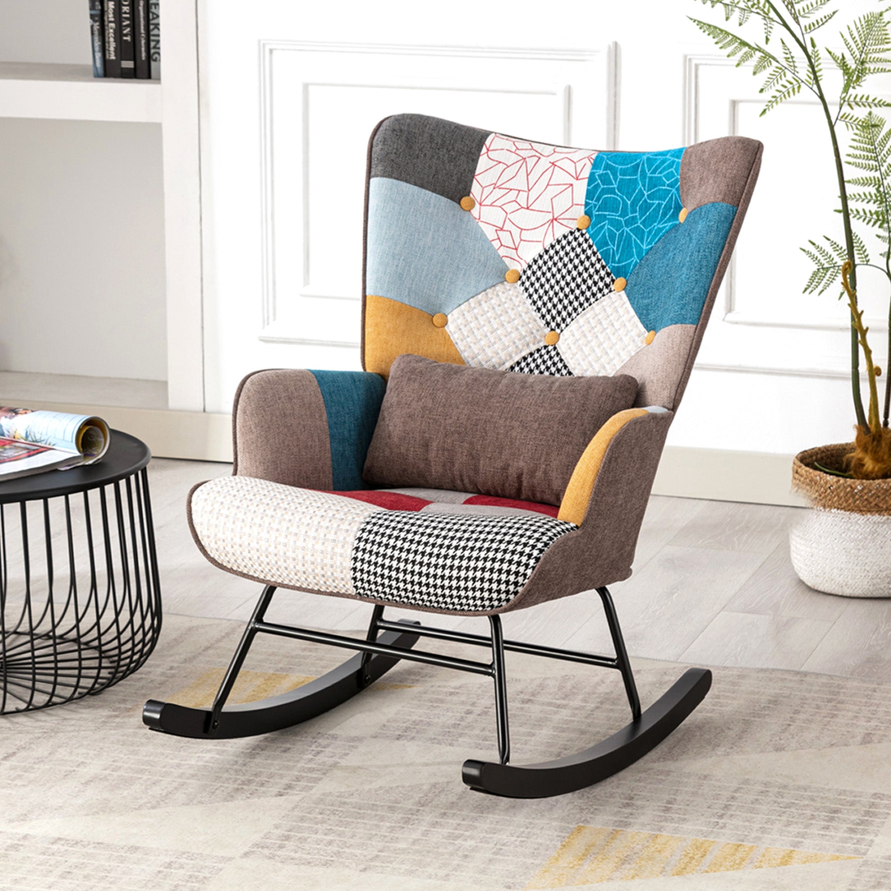 Linen Single Person Rocking Chair