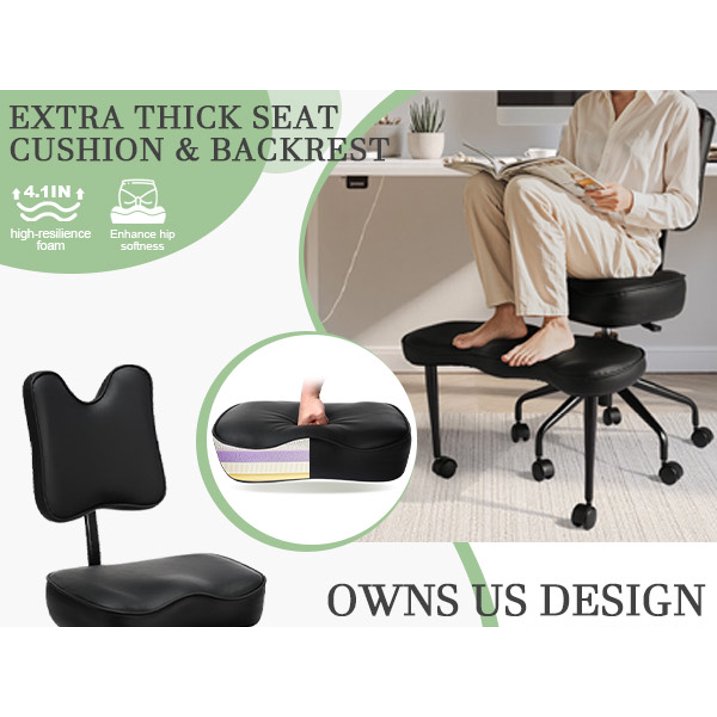 Cross Legged Office Chair with Wheels#color_Black
