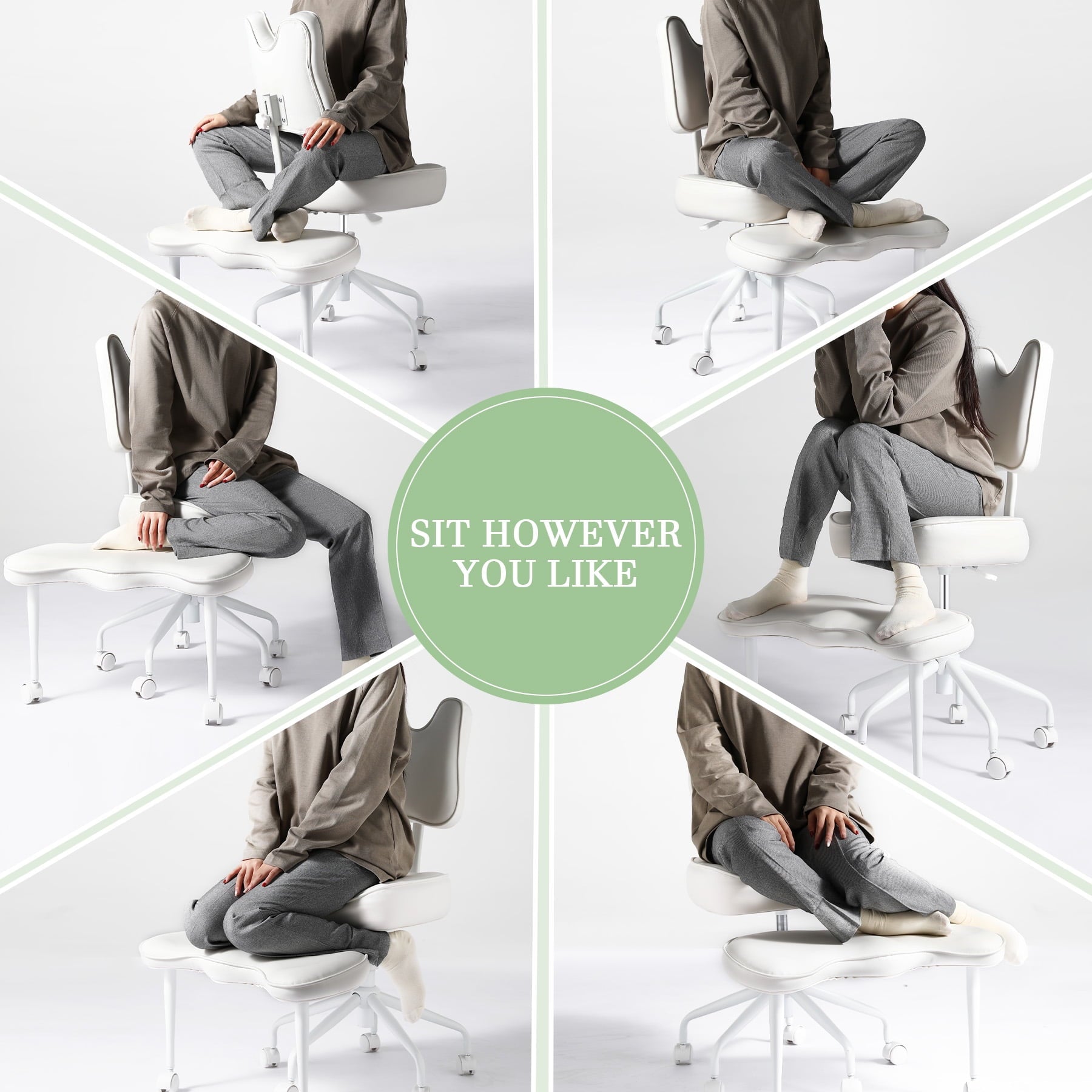 HomeMiYN Cross Legged Officce Chair with Wheels, with Lumbar Support fot Home Worker Yoga Kneeling