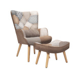 HomeMiYN Patchwork Chair,Accent Armchair with Ottoman Single Sofa Chair