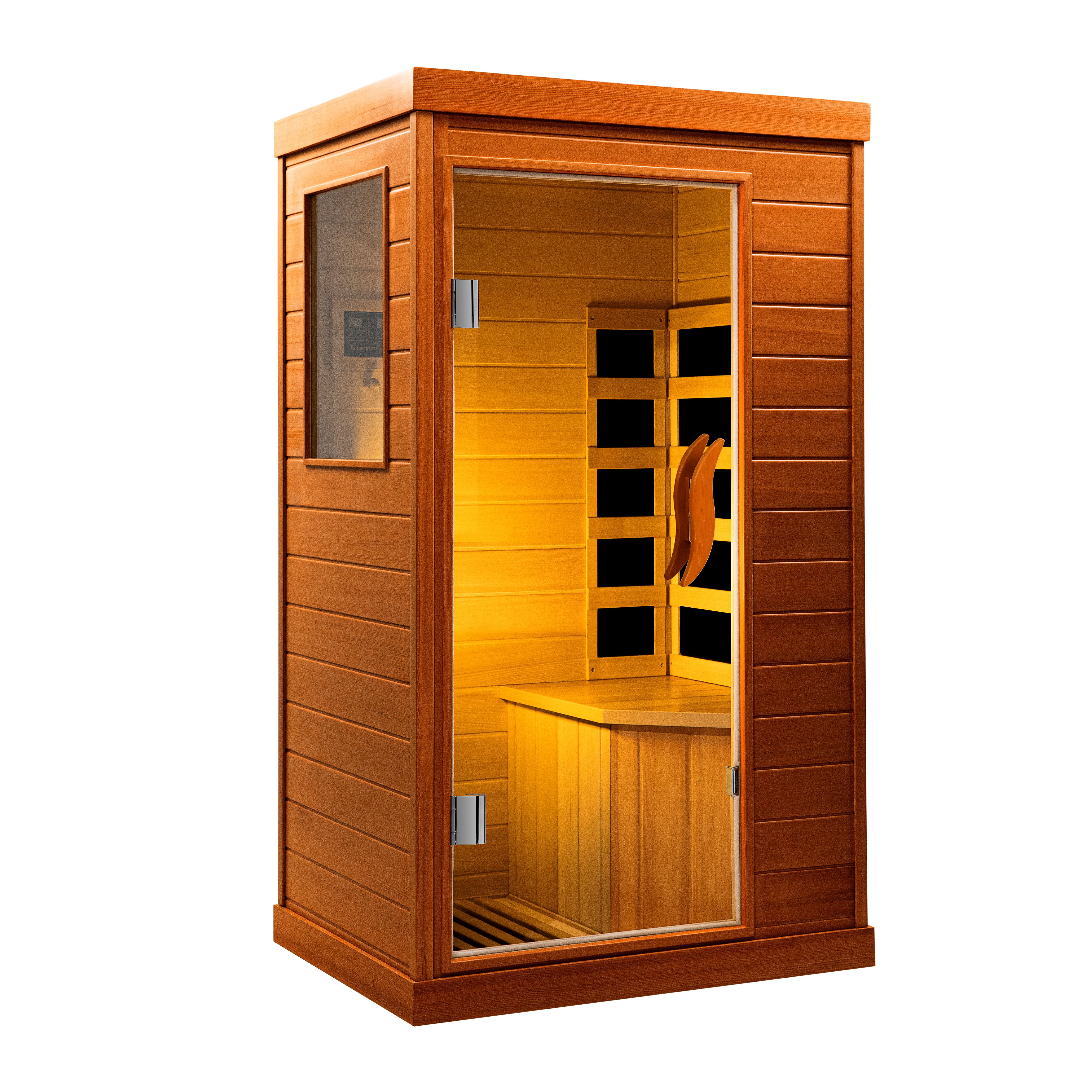 HomeMiYN 1 Single Person Indoor Bluetooth Compatible Low EMF FAR Infrared Sauna in Hemlock