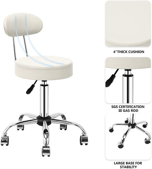 HomeMiYN Office Bar Chairs Stool Adjustable Counter Chair with Back White