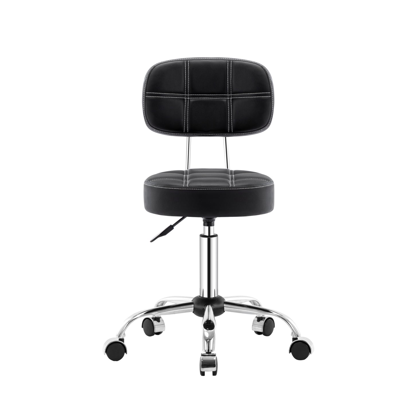 Swivel Round Rolling Stool with Backrest Tattoo Computer Lounge Dinning Pub Black