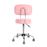 Swivel Round Rolling Stool with Backrest Tattoo Computer Lounge Dinning Pub Pink