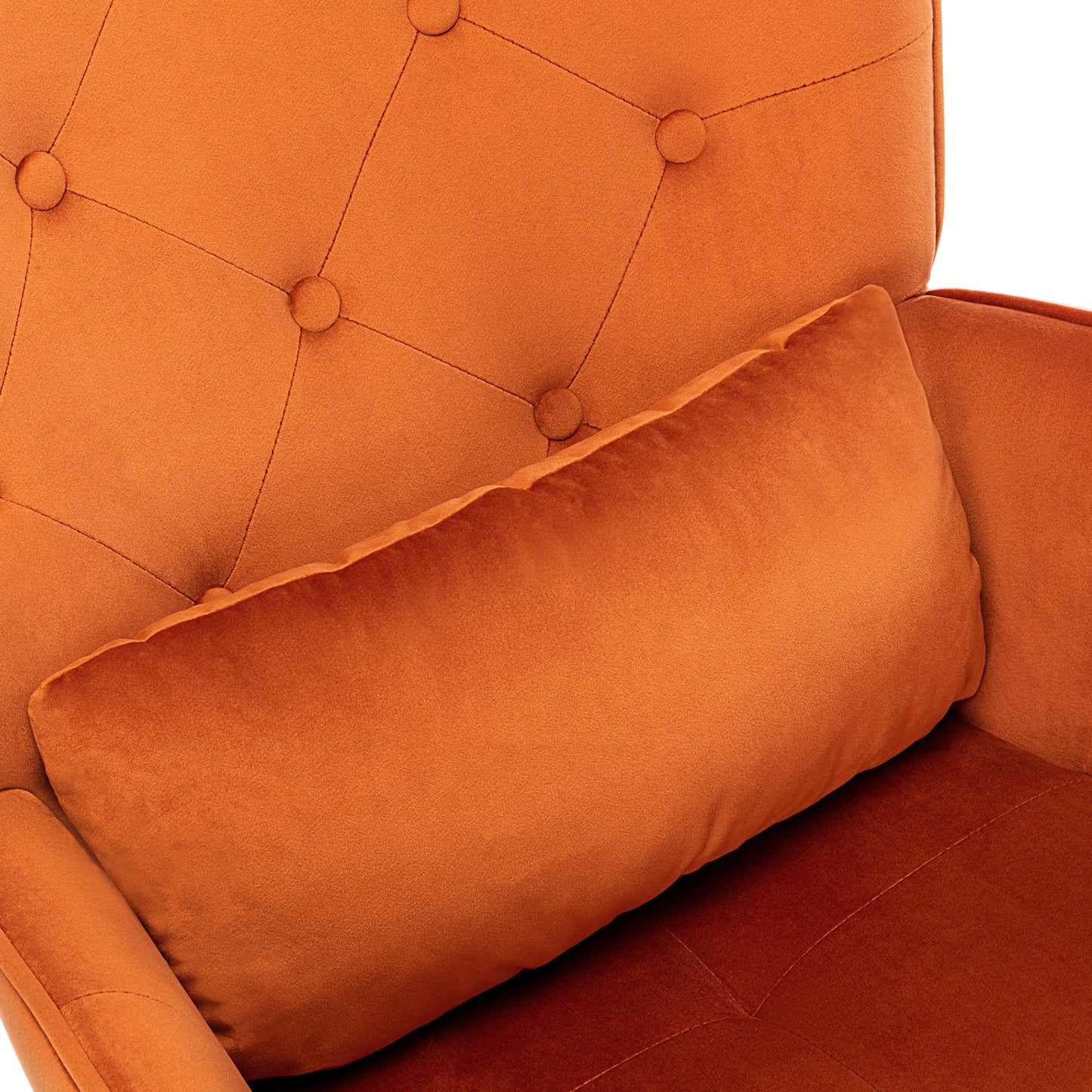 HomeMiYN Velvet Accent Chair Tufted Buttoned Wingback Armchair Orange