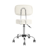 Swivel Round Rolling Stool with Backrest Tattoo Computer Lounge Dinning Pub Beige