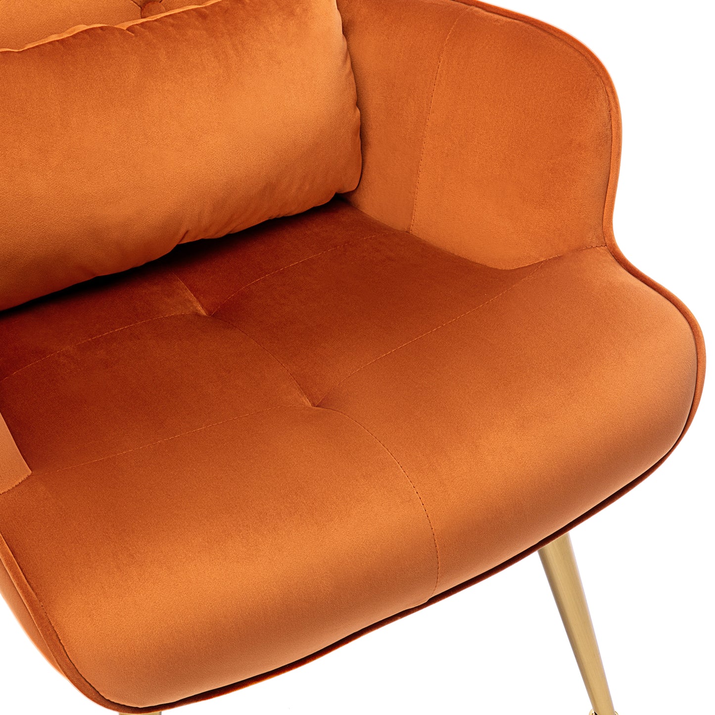 HomeMiYN Velvet Accent Chair Tufted Buttoned Wingback Armchair Orange