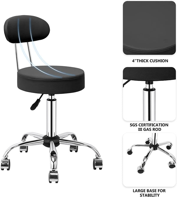 HomeMiYN Office Bar Chairs Stool Adjustable Counter Chair with Back Black