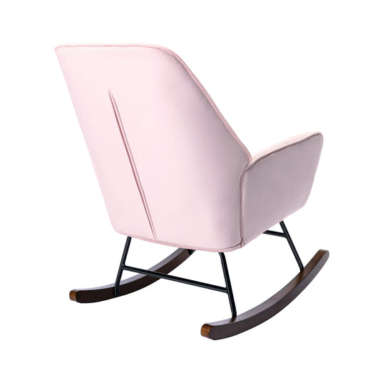 HomeMiYN Velvet Lounge Rocking Chair Light Pink Upholstered Accent Chair