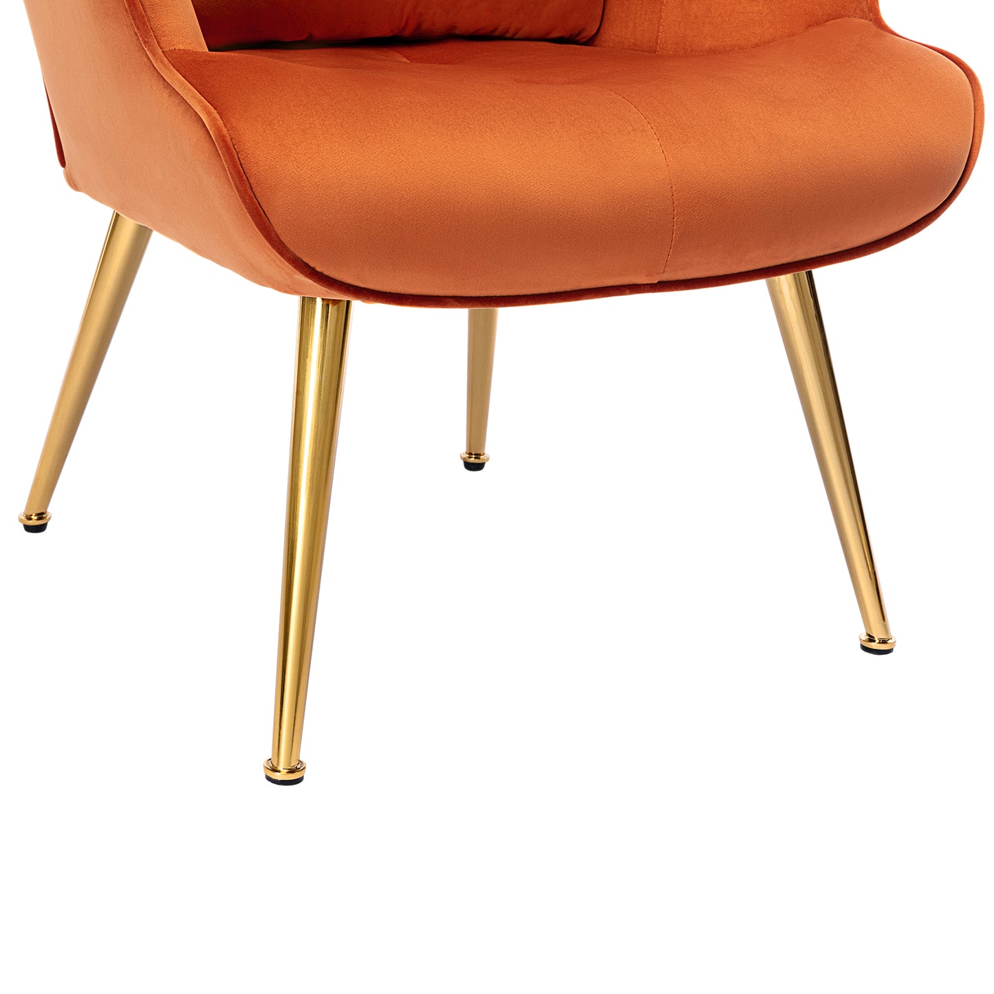 HomeMiYN Velvet Accent Chair Tufted Buttoned Wingback Armchair Orange