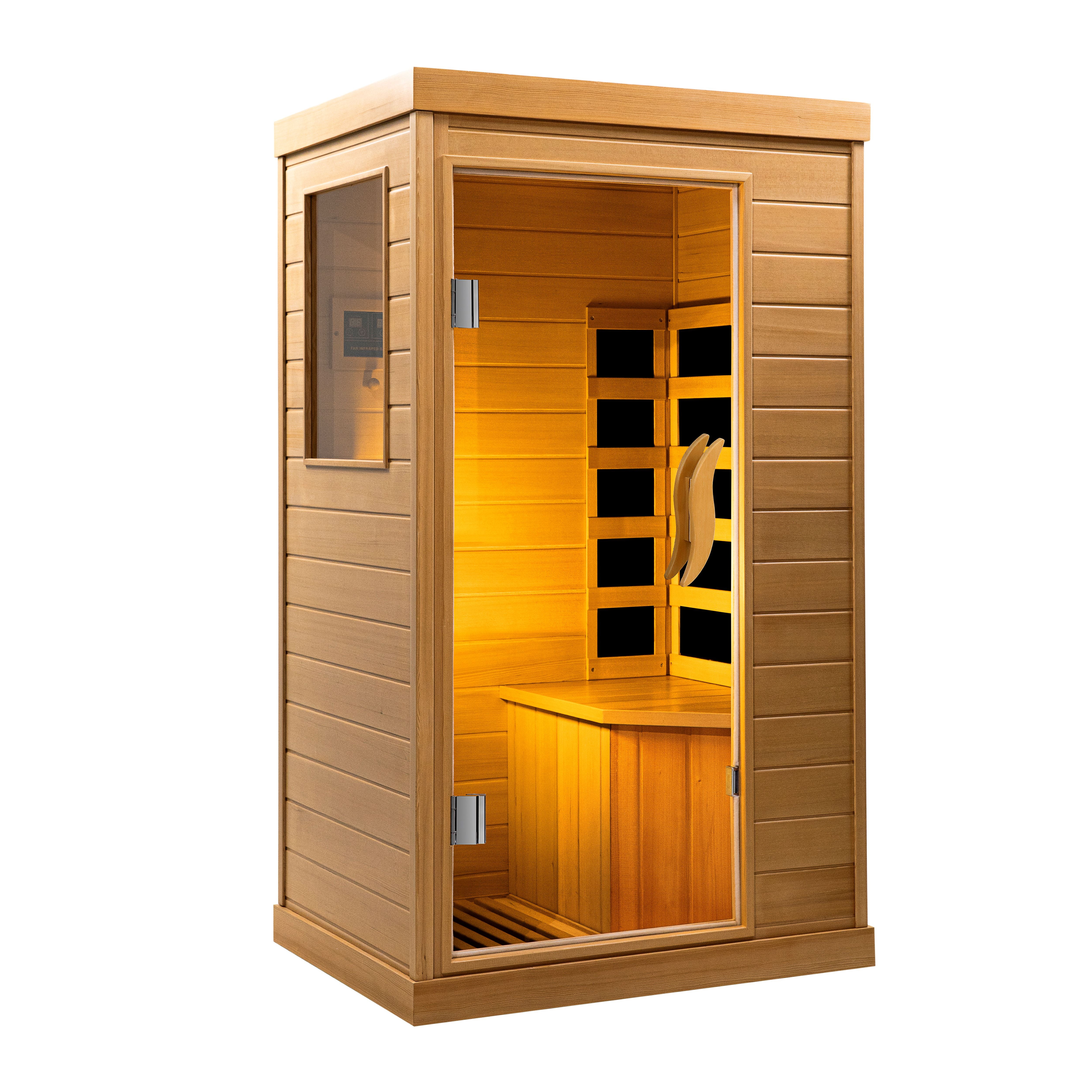 HomeMiYN 1 Single Person Indoor Bluetooth Compatible Low EMF FAR Infrared Sauna in Hemlock