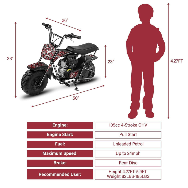 ORXYEARTH Mini Dirt Bike for Kids Gas Powered Dirt Pit Bikes Off-Road Motorcycle