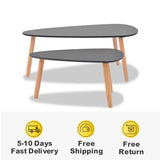 HomeMiYN Set of 2 Coffee Tables Solid Pine Wood Black