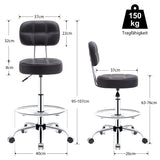 HomeMiYN Swivel Stool Roller Stool Foot Ring Office Stool Height Adjustable 3 Colors