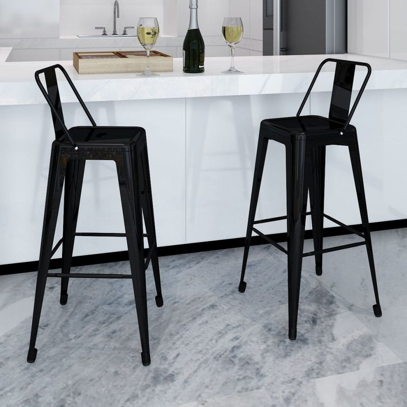 HomeMiYN Modern Square Bar Stool 2 pcs Black