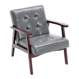 HomeMiYN Mid-Century Armchairs Retro Tufted Faux Leather Accent Chair 5 Colors